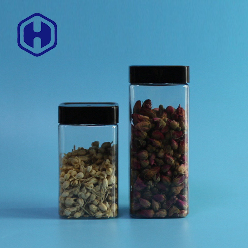 Clear Empty Leak Proof Plastic Jar Biscuits Rice Packaging 555ml Food Square PET Jar