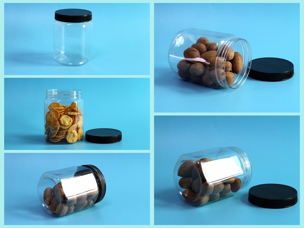 630ml 21.5oz Hexagon Plastic Container Oatmeal Cornmeal Lollipop Veggie Chips Packaging