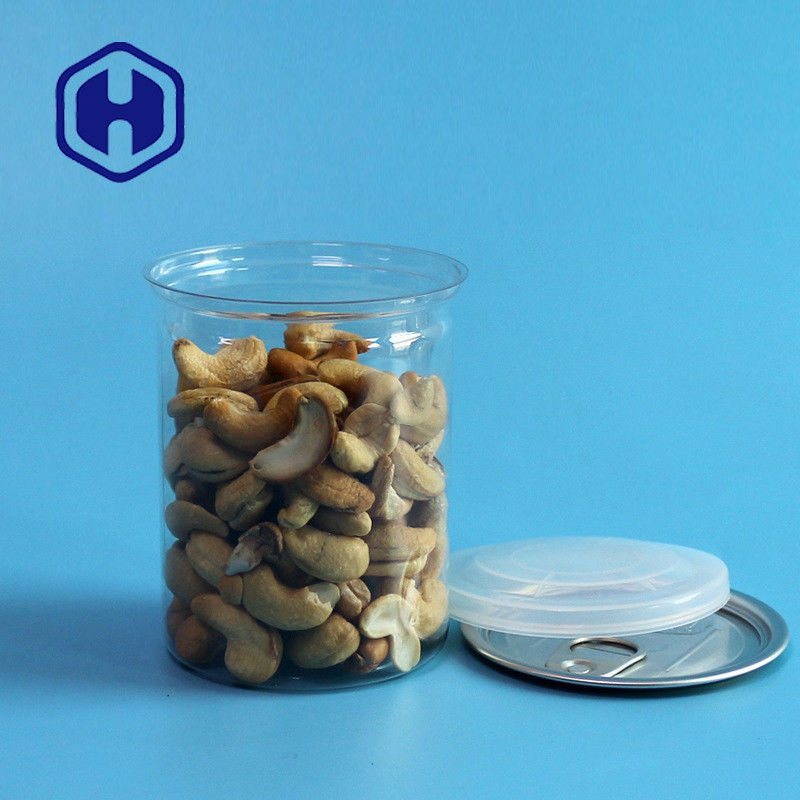 Transparent PET Plastic Cans With Pull Ring 300ml Cashew Almonds Peanuts Mixed Nuts Packing