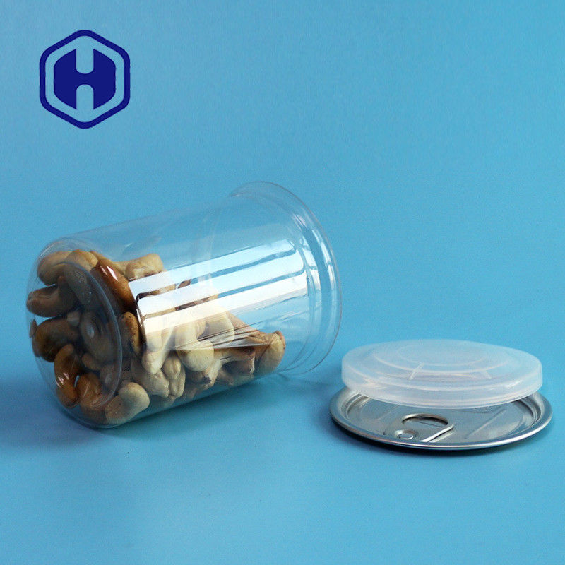 Transparent PET Plastic Cans With Pull Ring 300ml Cashew Almonds Peanuts Mixed Nuts Packing