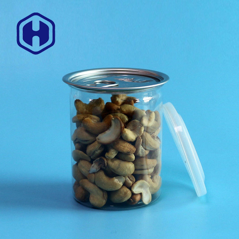 Transparent PET Plastic Cans With Pull Ring 300ml Cashew Almonds Peanuts Mixed Nuts Packing