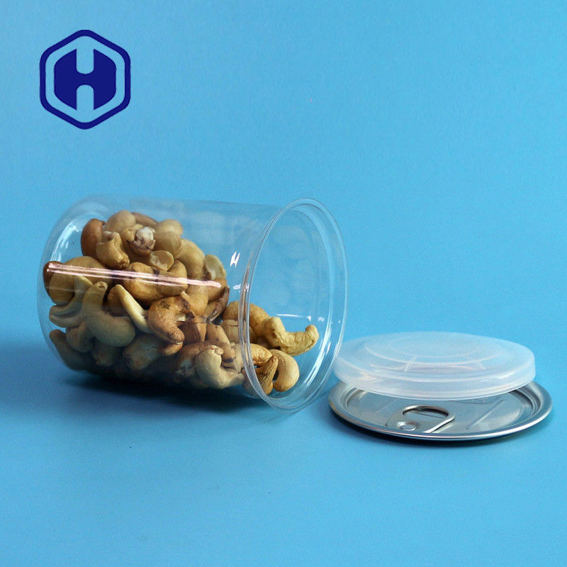Transparent PET Plastic Cans With Pull Ring 300ml Cashew Almonds Peanuts Mixed Nuts Packing