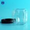 Clear PET Plastic Grip Jars Canned Square Plastic Jars With Lids 420ML 14OZ