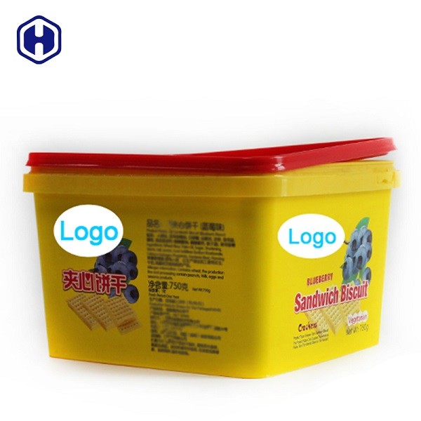 Plastic Cover IML Tubs Thermal Formed Yellow  Plastic Biscuit Containers