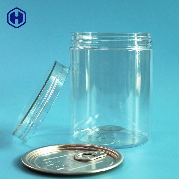 Screw Lid Type Clear Plastic Cans 16OZ 500ML With Aluminium EOE Top