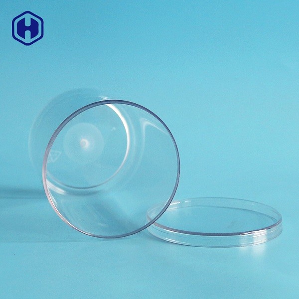 Round Food Packaging Plastic Containers Clear PET Plastic Cylinder Jar