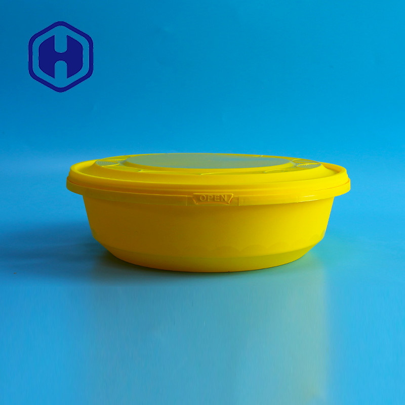 2000ml IML Plastic Containers White Black Yellow Recyclable Microwavable Take Out Bowl