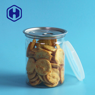 Cashew Biscuits Canned Food Eoe Plastic PET Can Transparent With Aluminum Lid 335ml