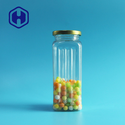 Transparent PET Plastic Jar Dog Treat Food Packaging Square Tinplate Metal Lid