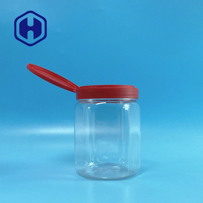 Flip Top Hexagonal Clear PET Plastic Jars For Bath Salts 660ml