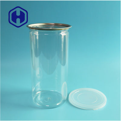 1400ml Big Pop Corn Nuts Transparent Plastic Transparent PET Cans With Easy Open End