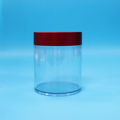 Food Grade Candy Cookie  Diced Figs Transparent PET Plastic round Jar Screw Red Lid