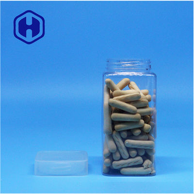 Clear Square Peanut Butter Jelly Tea Leaf Pecan Plastic PET Jars Flat Screw Top Lid