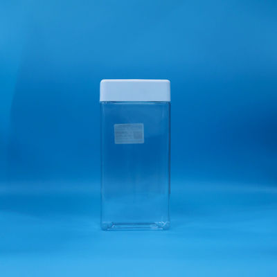 Easy Open Transparent Food PET square Plastic Candy cookies Jar White Plastic Lid