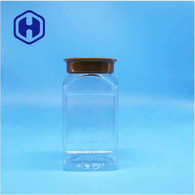 Square Shaped Clear Plastic Salt Cumin Powder Fennel Bean Jars Screw Top Lid