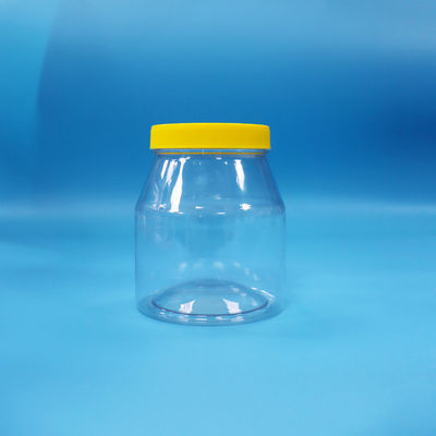 Transparent Airtight Wide Mouth Cookies PET Plastic Sweet Sugar Jar Yellow Screw Lid