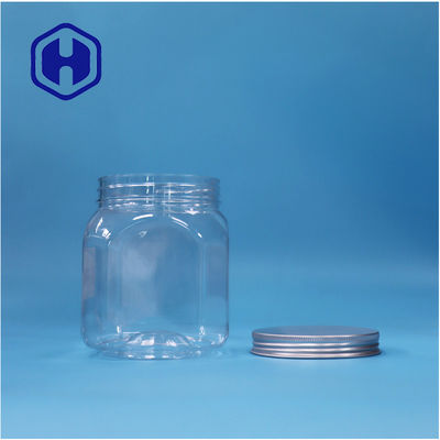 Polygonal Shaped Clear Plastic Cookies Rock Candy Nuts Sugar Jar Aluminium Top Lid
