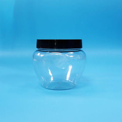 Unique Shape Clear Sealed Plastic PET Candy Food Cookie Jar Plastic Screw Flat Lid