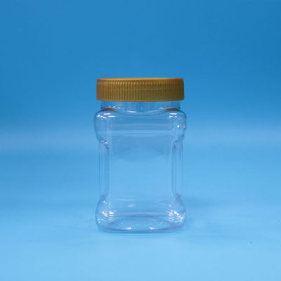 Airtight Unique Shape Transparent PET Candy Plastic Food Grade Jar Brown Flat Lid