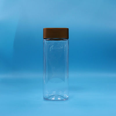 Cheap Empty PET Transparent Wide Mouth Rectangle Plastic Candy Nuts Jar Screw Cap