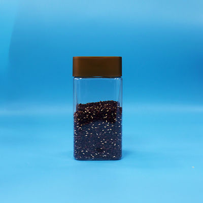 Clear Cookie Food Candy Food Grade PET Square Plastic Storage Jars Screw Caps