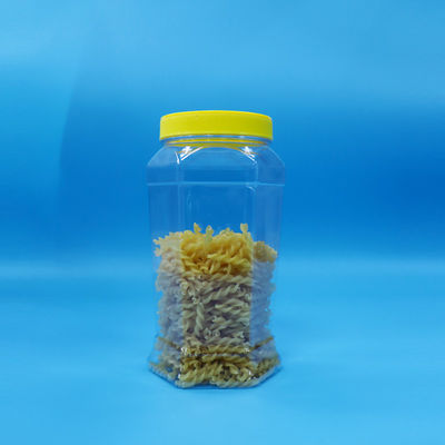 Hexagonal Shaped Food Grade Cookie Candy Food Clear PET Jar Yellow Flat Cap