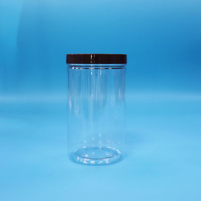 Plastic Transparent PET Snacks Food Sweet Nuts Jar With Black Normal Screw Top Cap
