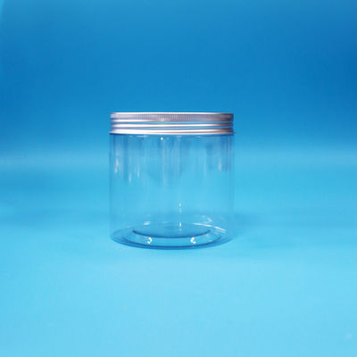 Round Wide Mouth Cylinder Shape Clear PET Plastic Cookies Jar Aluminum Screw Cap