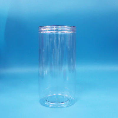 Clear PET Cylinder Round Food Grade Plastic Candy Cookies Food Jars Screw Clear Caps