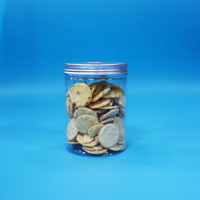 Custom Food Candy Cookie Transparent PET Plastic Round Jars Aluminium Flat Lids