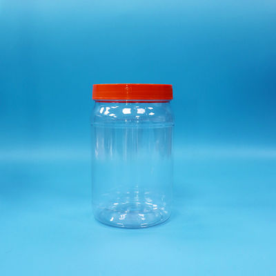 PET Transparent Plastic Round Food Candy Nuts Packaging Jar Red Color Screw Cap