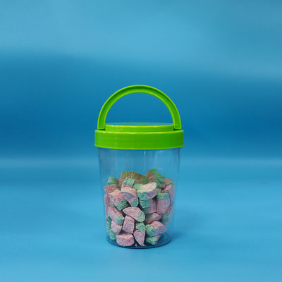 Large Round Green Handle Caps Candy Transparent PET Plastic Food Jars