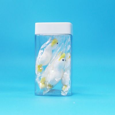 Square White Lid Transparent Empty PET Plastic Food Candy Cookies Jar Food Grade