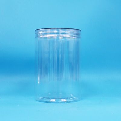 Food Grade Transparent PET Tall Round Plastic Candy Peanut Packaging Jar clear cap