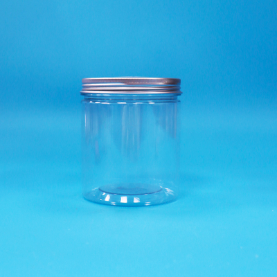 Wide Mouth Round Clear Plastic PET Food Grade Sweet Candy Packing Jar Aluminum Lid