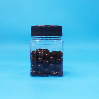 Bpa Free Candy Cookies Airtight Transparent Square Grip PET Plastic Nut Packaging Jar