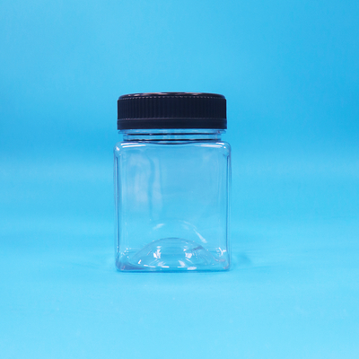 Airtight Bpa Free Transparent Square Grip PET Plastic Candy Cookies Nut Packaging Jar