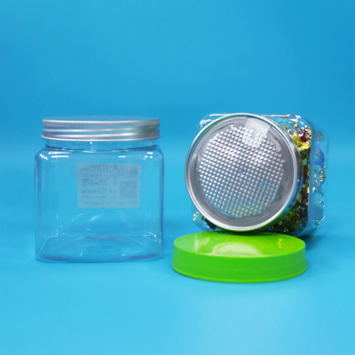 Airtight PET Plastic Square Transparent Jar Plastic Screw Food Candy Cookies Food Grade