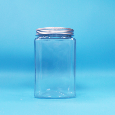 Bpa Free Square Transparent PET Plastic Noodles Candy Jar And Screw Aluminum Cap