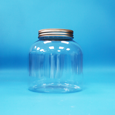 Eco-Friendly transparent Plastic PET Round Candy Daily Food Jars Aluminum Screw Lids