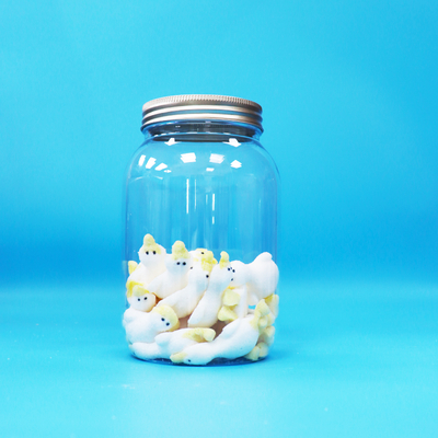 Aluminum Screw Flat Cap Clear Pet Plastic Round Jar  For Food Candy Nuts Bpa Free