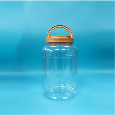 Bpa Free Handle Cap Transparent Round Wide Mouth PET Plastic Milk Powder Spoon Jar