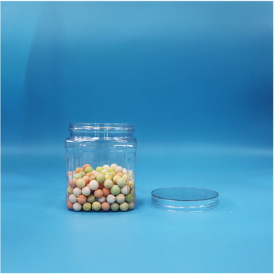 Food Grade Clear Square Shape PET Jar For Dried Fruit Coconut Flakes Hawthorn Strip