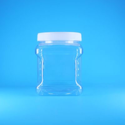 Square Airless PET Screw Lid Clear Plastic Grip Jars For Sweet Nut Fruits Baby Food