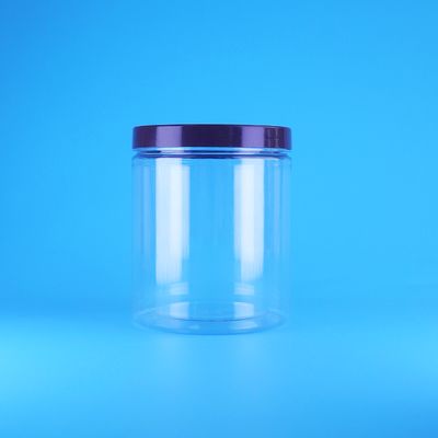 Leak Proof Screw Flat Lid Round Clear PET Plastic Sweet Dry Fruits Jars Bpa Free Custom Design for Dried Food