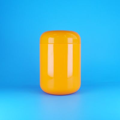 Airtight Orange Round Shape Plastic PET Cookies Cotton Candy Jars Screw Orange Cap