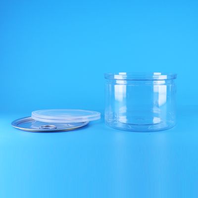 Plastic Transparent PET Round Easy Open Lid  Can For Food Candy Cookies Snack Tea