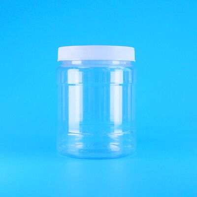 Round Shape Clear PET Plastic Dried Blueberry Walnut Crackers Crispy Peanuts Jars Cap