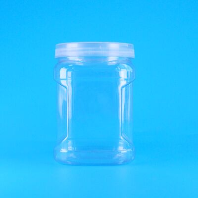 Square Clear Pet Plastic Storage Grip Bear Biscuit Milk Date Cranberry Cookies Jars