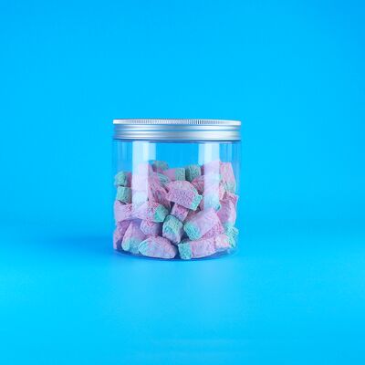 Round Aluminum Easy Open Lid Food Candy Cookies Jasmine Tea Plastic Clear PET Jar